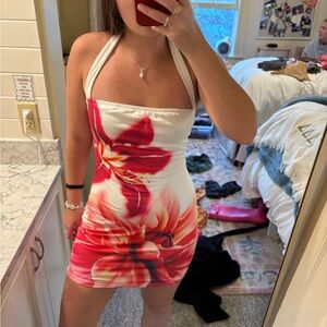 Red floral Halter dress